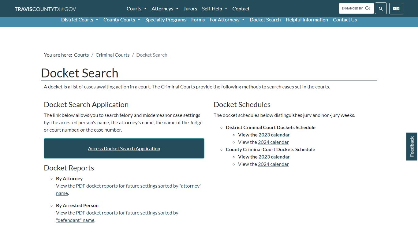 Docket Search - Travis County, Texas